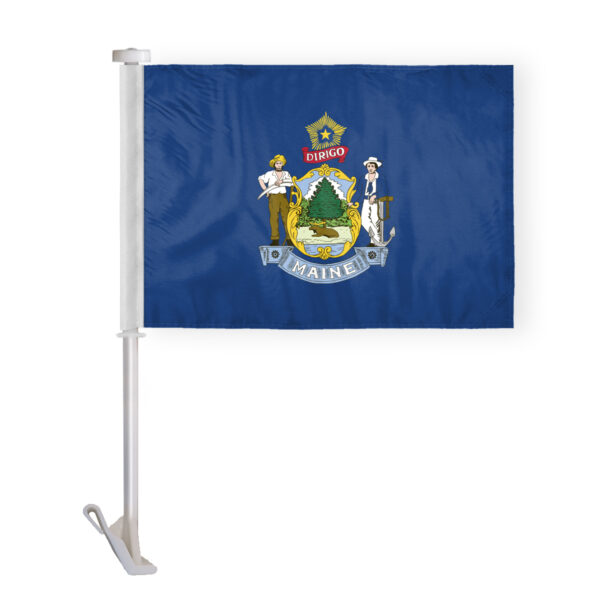 AGAS Maine State Car Window Flag 10.5x15 inch - Double Side Printed Knitted Polyester