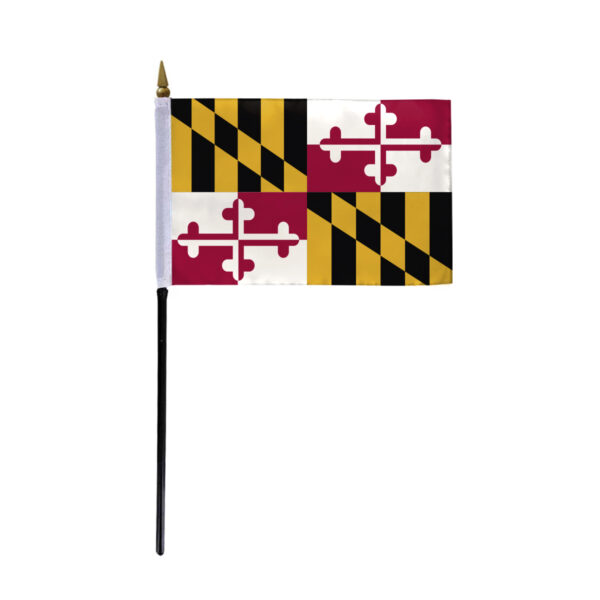AGAS Maryland Stick Flag 4x6 Inch with 11 inch Plastic Pole
