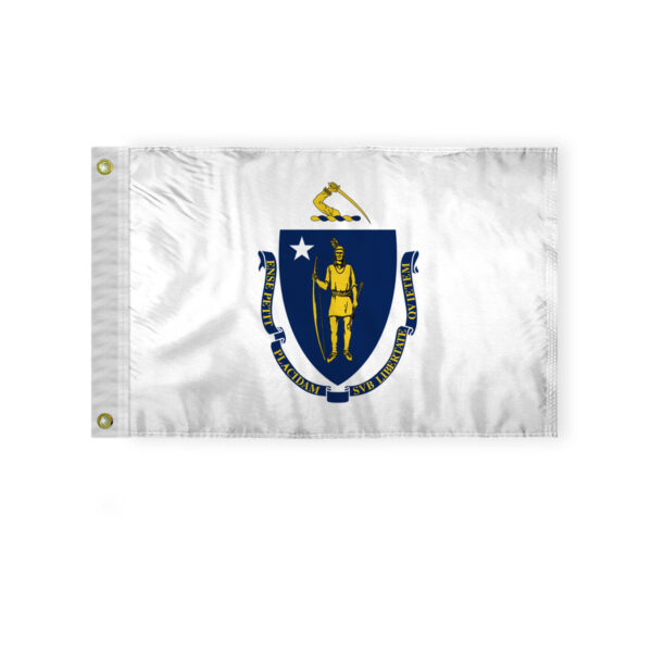 AGAS Massachusetts State Boat Flag 12x18 Inch - Double Sided Reverse Print On Back 200D Nylon