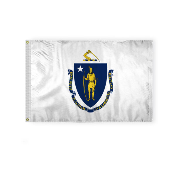 AGAS Massachusetts State Flag 2x3 Ft - Double Sided Reverse Print On Back 200D Nylon