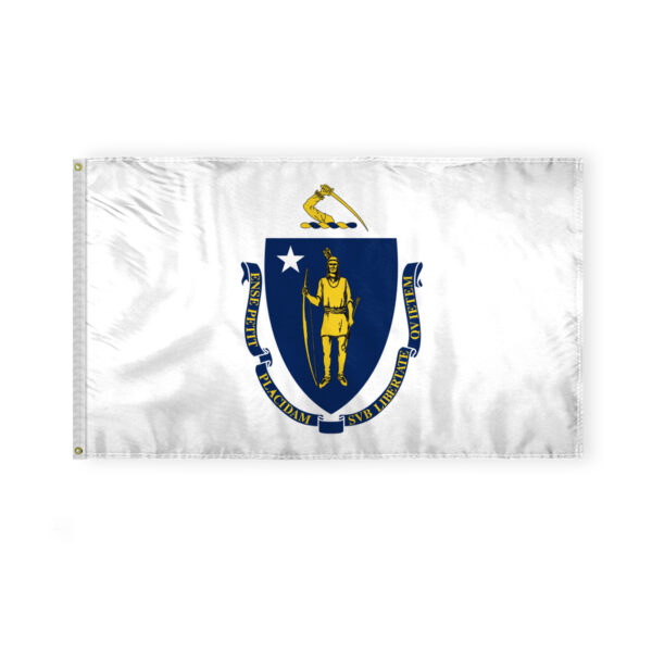 AGAS Massachusetts State Flag 3x5 Ft - Single Sided Polyester - Iron Grommets