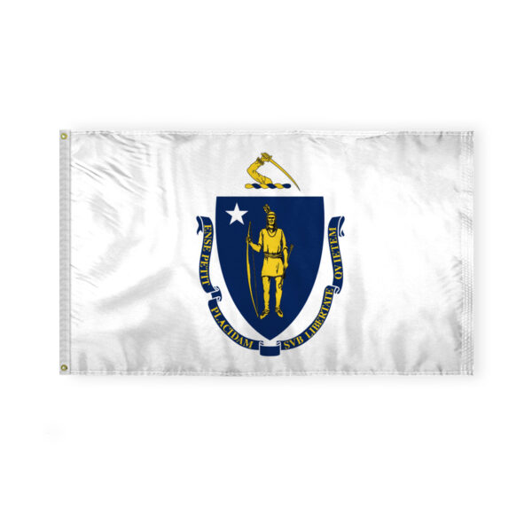 AGAS Massachusetts State Flag 3x5 Ft - Double Sided Reverse Print On Back 200D Nylon
