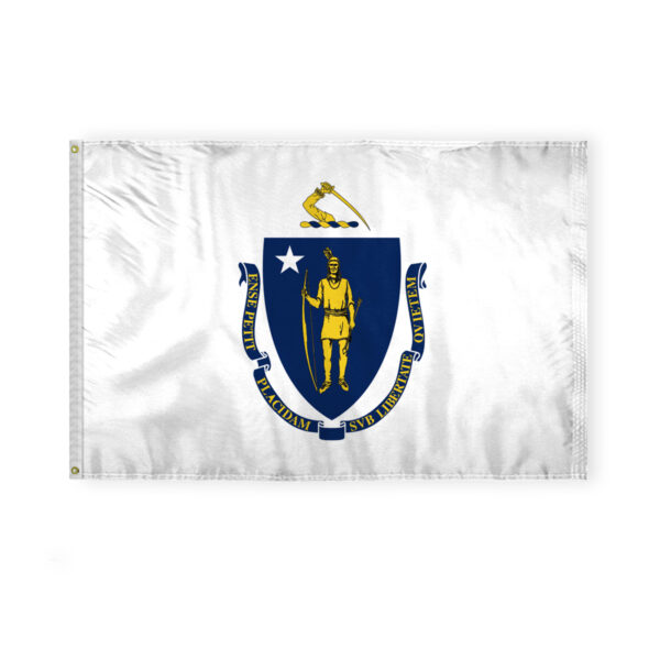 AGAS Massachusetts State Flag 4x6 Ft - Double Sided Reverse Print On Back 200D Nylon
