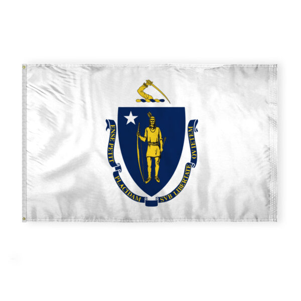AGAS Massachusetts State Flag 5x8 Ft - Double Sided Reverse Print On Back 200D Nylon