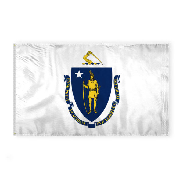 AGAS Massachusetts State Flag 6x10 Ft - Double Sided Reverse Print On Back 200D Nylon