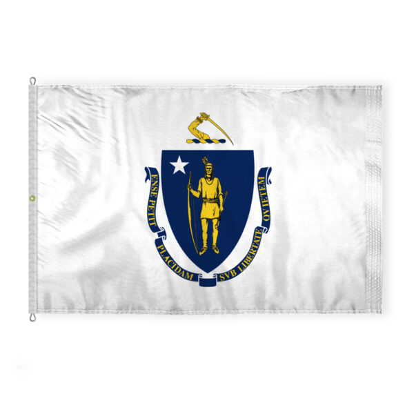 AGAS Massachusetts State Flag 8x12 Ft - Double Sided Reverse Print On Back 200D Nylon