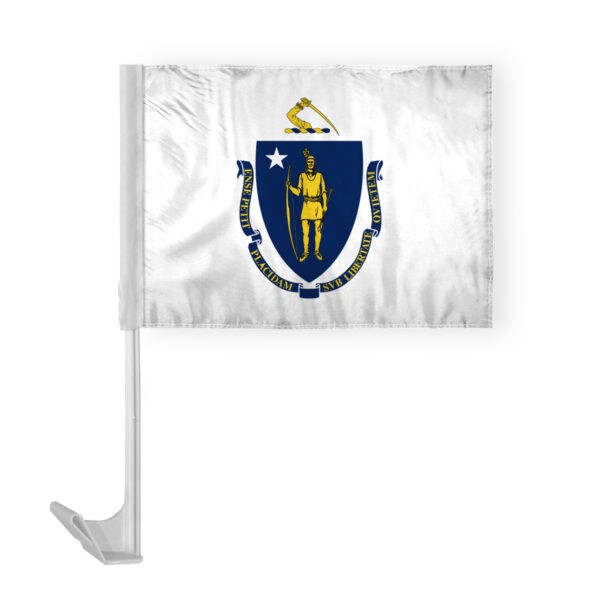 AGAS Massachusetts State Car Window Flag 12x16 Inch - Printed Polyester