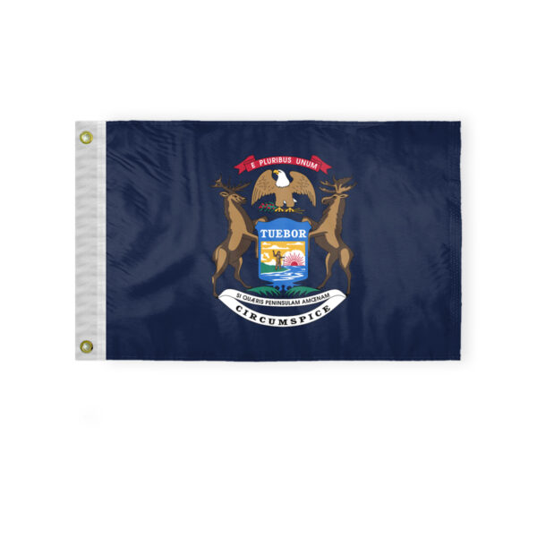 AGAS Michigan State Boat Flag 12x18 Inch - Double Sided Reverse Print On Back 200D Nylon