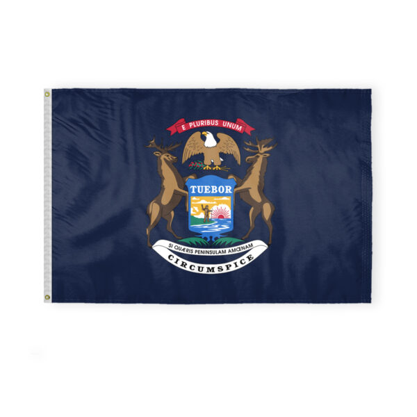 AGAS Michigan State Flag 4x6 Ft - Double Sided Reverse Print On Back 200D Nylon