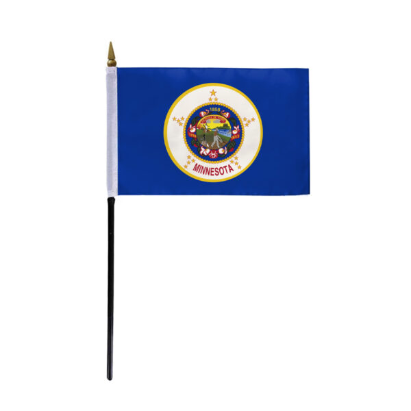 AGAS Minnesota Stick Flag 4x6 Inch with 11 inch Plastic Pole