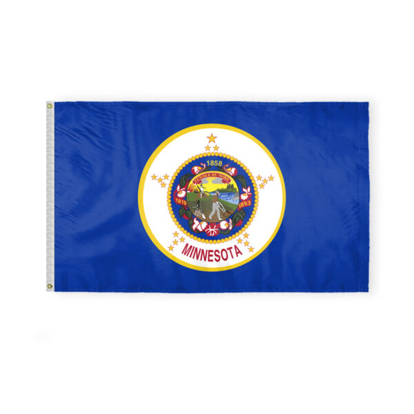AGAS Minnesota State Flag 3x5 Ft - Double Sided Reverse Print On Back 200D Nylon
