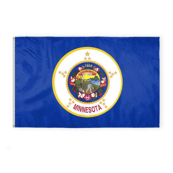 AGAS Minnesota State Flag 5x8 Ft - Double Sided Reverse Print On Back 200D Nylon