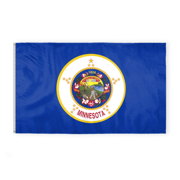 AGAS Minnesota State Flag 6x10 Ft - Double Sided Reverse Print On Back 200D Nylon