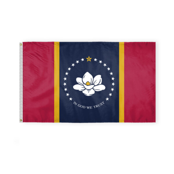 AGAS Mississippi State Flag 3x5 Ft - Single Sided Polyester - Iron Grommets