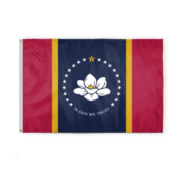 AGAS Mississippi State Flag 4x6 Ft - Double Sided Reverse Print On Back 200D Nylon