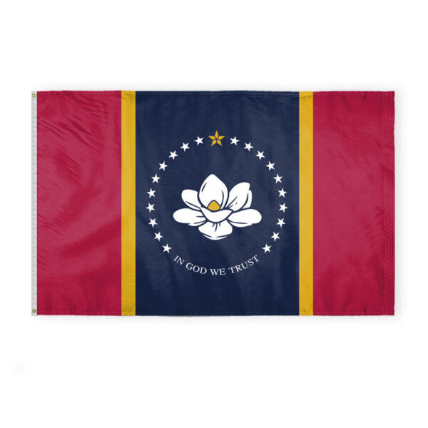 AGAS Mississippi State Flag 5x8 Ft - Double Sided Reverse Print On Back 200D Nylon