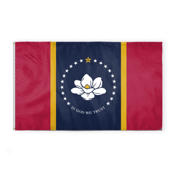AGAS Mississippi State Flag 6x10 Ft - Double Sided Reverse Print On Back 200D Nylon