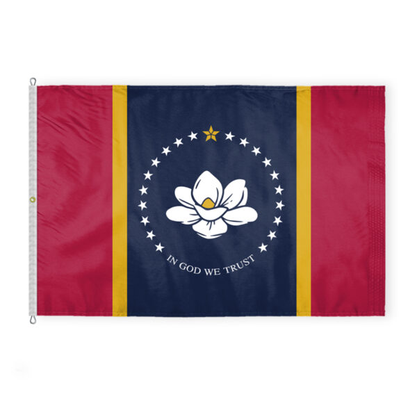 AGAS Mississippi State Flag 8x12 Ft - Double Sided Reverse Print On Back 200D Nylon