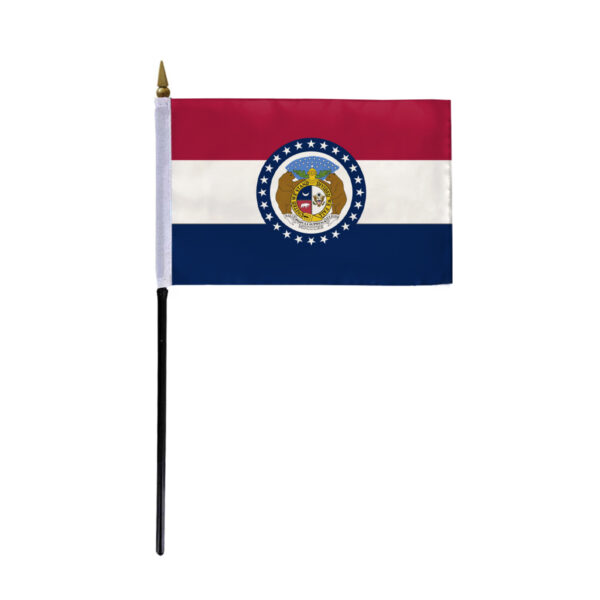 AGAS Missouri Stick Flag 4x6 Inch with 11 inch Plastic Pole - Printed Polyester