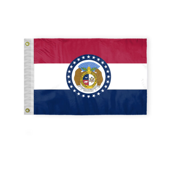 AGAS Missouri State Boat Flag 12x18 Inch - Double Sided Reverse Print On Back 200D Nylon