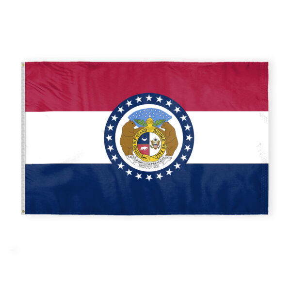 AGAS Missouri State Flag 5x8 Ft - Double Sided Reverse Print On Back 200D Nylon