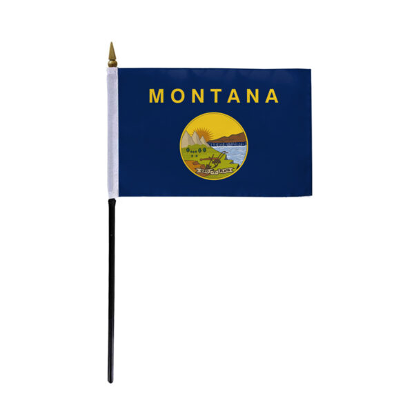 AGAS Montana Stick Flag 4x6 Inch with 11 inch Plastic Pole - Printed Polyester