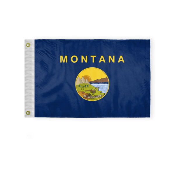 AGAS Montana State Boat Flag 12x18 Inch - Double Sided Reverse Print On Back 200D Nylon