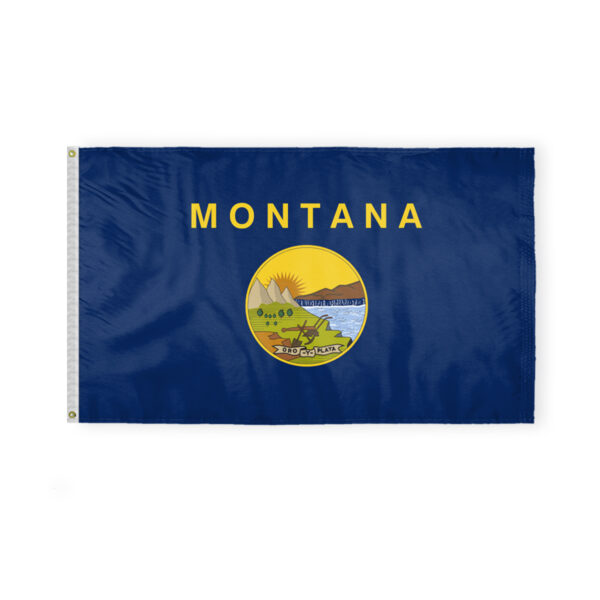 AGAS Montana State Flag 3x5 Ft - Double Sided Reverse Print On Back 200D Nylon
