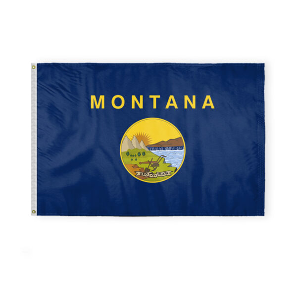 AGAS Montana State Flag 4x6 Ft - Double Sided Reverse Print On Back 200D Nylon