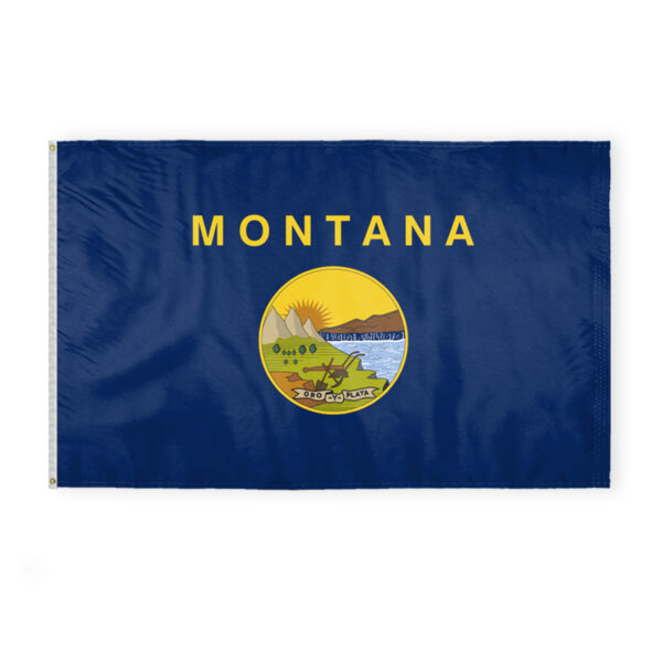 AGAS Montana State Flag 5x8 Ft - Double Sided Reverse Print On Back 200D Nylon