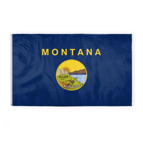 AGAS Montana State Flag 6x10 Ft - Double Sided Reverse Print On Back 200D Nylon