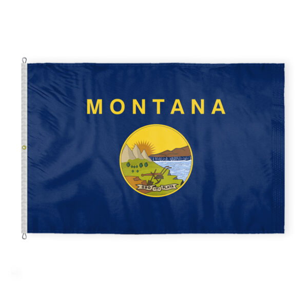 AGAS Montana State Flag 8x12 Ft - Double Sided Reverse Print On Back 200D Nylon