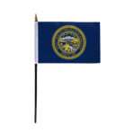 Nebraska Stick Flag 4x6 Inch with 11 inch Plastic Pole