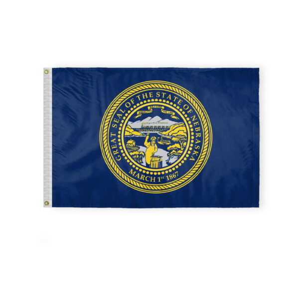 AGAS Nebraska State Flag 2x3 Ft - Double Sided Reverse Print On Back 200D Nylon