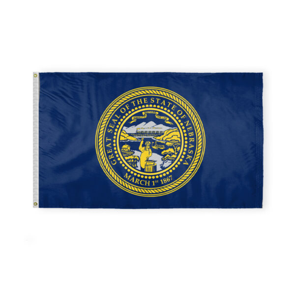 AGAS Nebraska State Flag 3x5 Ft - Double Sided Reverse Print On Back 200D Nylon