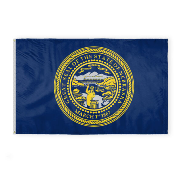 AGAS Nebraska State Flag 5x8 Ft - Double Sided Reverse Print On Back 200D Nylon