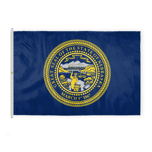 AGAS Nebraska State Flag 8x12 Ft - Double Sided Reverse Print On Back 200D Nylon