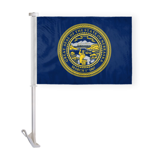 AGAS Nebraska State Car Window Flag 10.5x15 inch - Double Side Printed Knitted Polyester