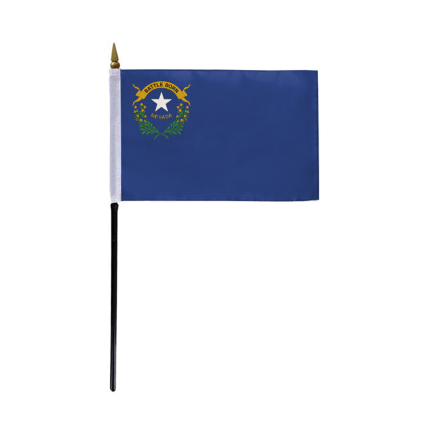 AGAS Nevada Stick Flag 4x6 Inch with 11 inch Plastic Pole - Printed Polyester