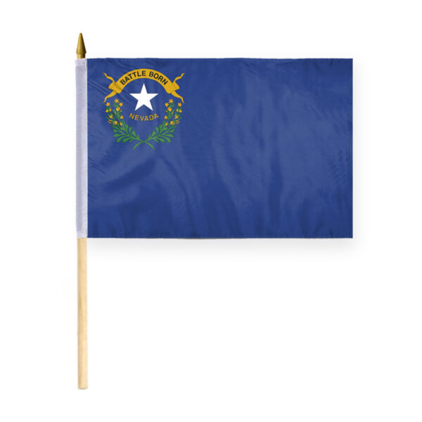AGAS Nevada Stick Flag 12x18 Inch with 24 inch Wood Pole - Printed Polyester