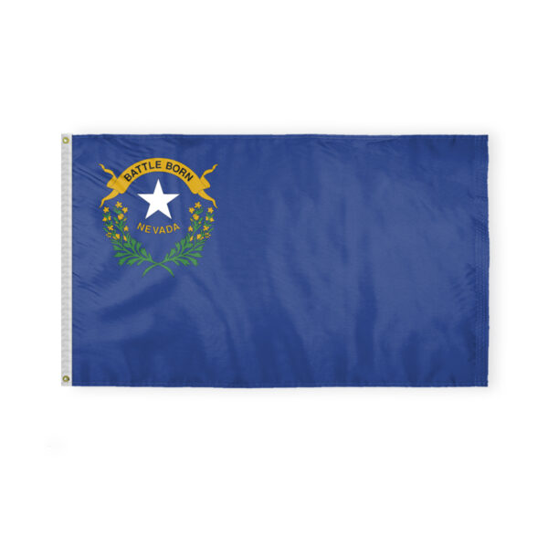 AGAS Nevada State Flag 3x5 Ft - Double Sided Reverse Print On Back 200D Nylon