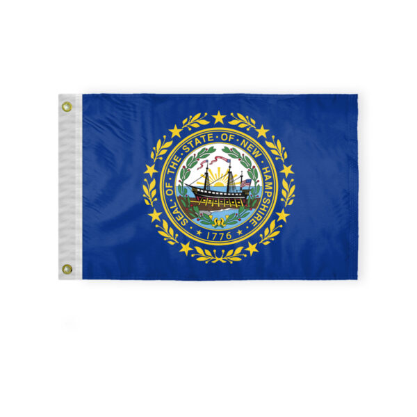 AGAS New Hampshire State Boat Flag 12x18 Inch - Double Sided Reverse Print On Back 200D Nylon