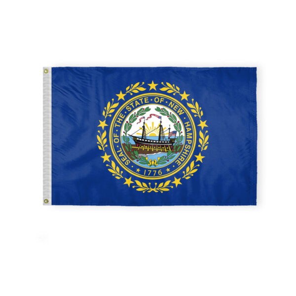AGAS New Hampshire State Flag 2x3 Ft - Double Sided Reverse Print On Back 200D Nylon