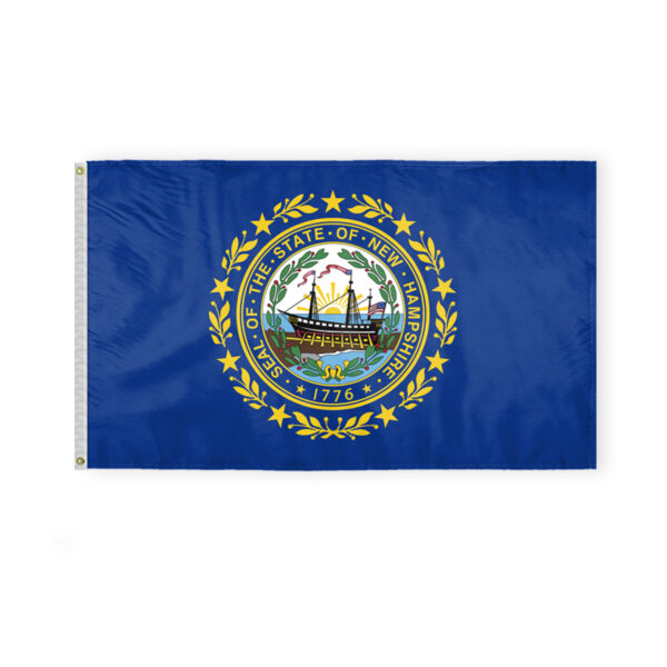 AGAS New Hampshire State Flag 3x5 Ft - Single Sided Polyester - Iron Grommets