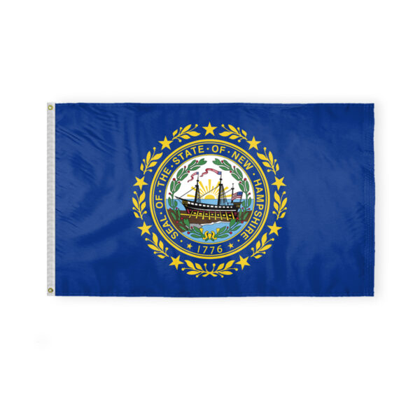 AGAS New Hampshire State Flag 3x5 Ft - Double Sided Reverse Print On Back 200D Nylon