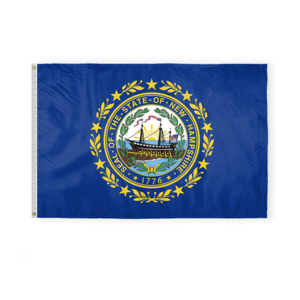 AGAS New Hampshire State Flag 4x6 Ft - Double Sided Reverse Print On Back 200D Nylon