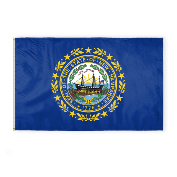 AGAS New Hampshire State Flag 5x8 Ft - Double Sided Reverse Print On Back 200D Nylon