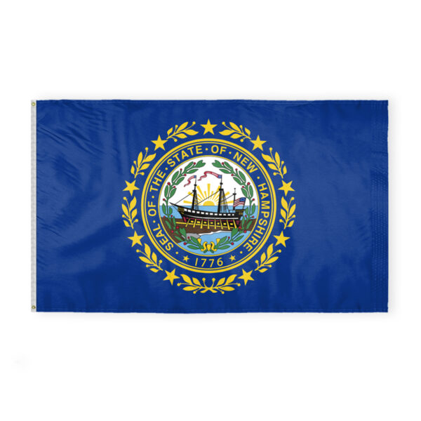 AGAS New Hampshire State Flag 6x10 Ft - Double Sided Reverse Print On Back 200D Nylon