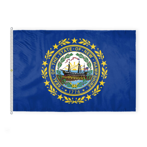 AGAS New Hampshire State Flag 8x12 Ft - Double Sided Reverse Print On Back 200D Nylon