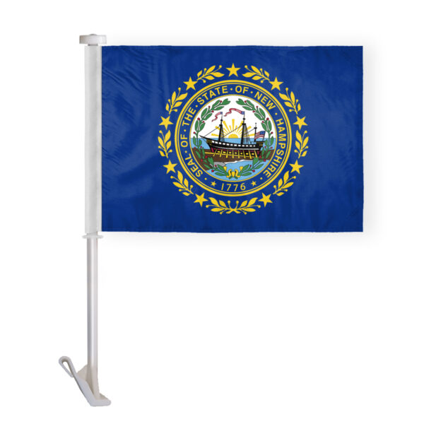 AGAS New Hampshire State Car Window Flag 10.5x15 inch - Double Side Printed Knitted Polyester
